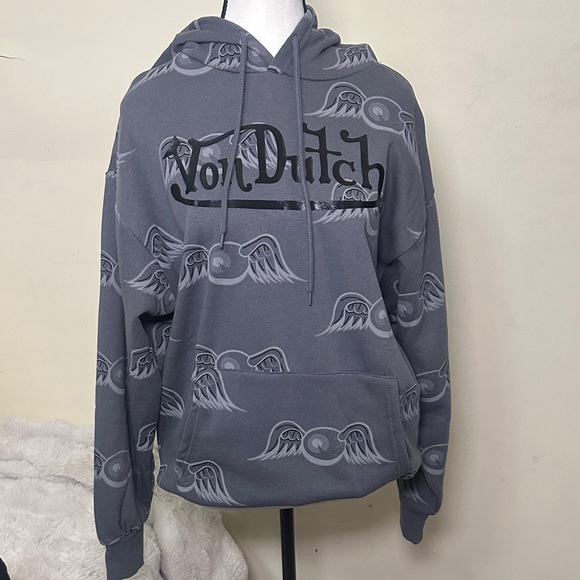 Von Dutch Tops - Von Dutch Charcoal Winged Hoodie